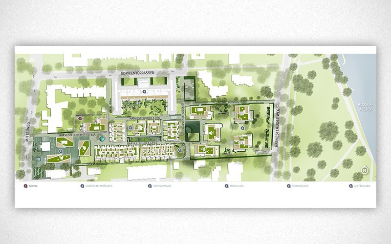 Lageplan der Sophienterrassen in Hamburg Harvestehude